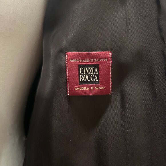 Cinzia Rocca Luxury Brown Angora & Wool Long Coat - Size 10 - Picture 6 of 11